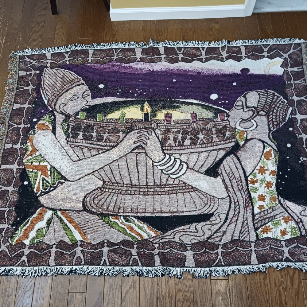 New Duma Collection Woven Tapestry Throw Blanket 64 x 52 Egyptian Candle Print